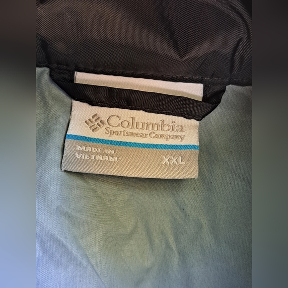 COLUMBIA Windbreaker Nylon Hooded Black Vented Switchback Rain Jacket Size XXL - Picture 5 of 11